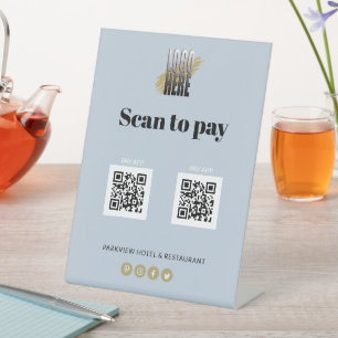 ロシンプルゴスキャンによるPay Apps 2 QRコードの埃っぽい青 台座サイン