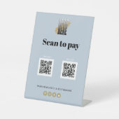 ロシンプルゴスキャンによるPay Apps 2 QRコードの埃っぽい青 台座サイン (正面)