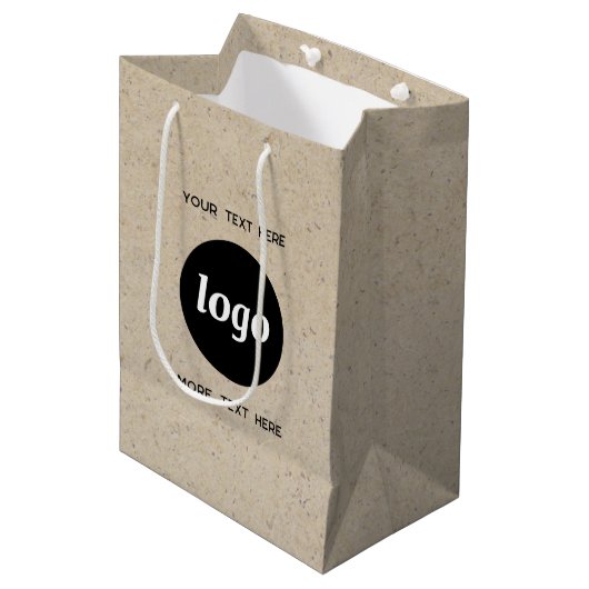 ロシンプルゴ文字事業ブランディングブラウン紙 ミディアムペーパーバッグ (正面アングル)