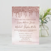 ロジウムゴールドグリッター  ドリップス  カリグラフィー ウェディング 招待状 (スタンド正面)
