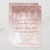 ロジウムゴールドグリッター  ドリップス  カリグラフィー ウェディング 招待状 (正面/裏面)