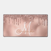 ロジウムゴールドグリッター ドリップス モノグラム ピンク デスクマット (正面)
