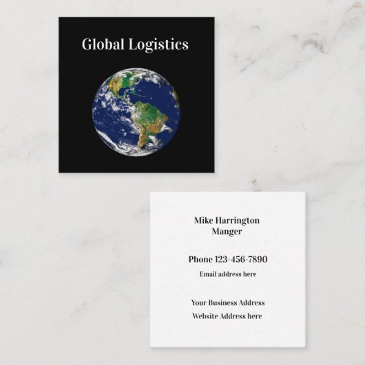 ロジスティクスと海運サービススクエアビジネスCa スクエア名刺 (正面/裏面)