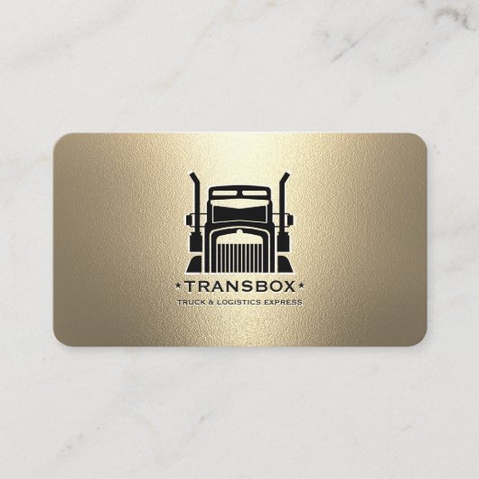ロジスティクストラックエレガントドライバーモダンブラック金ゴールド 名刺 (正面)