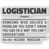ロジスティシャン名詞定義熟練した従業員のジョーク シール (正面)