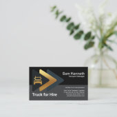 ロジスティック金ゴールド矢印レトロトラック輸送ドライバ 名刺 (スタンド正面)