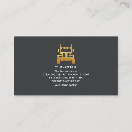 ロジスティック金ゴールド矢印レトロトラック輸送ドライバ 名刺 (裏面)