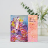 ロジナ/レディ、ローズとパロット ピンクのブライダルシャワー 招待状 (スタンド正面)