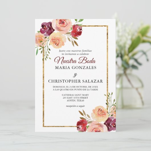 ロジャオロフローレスボダエレガントススペインの結婚ズ 招待状 (スタンド正面)