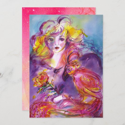 ロジーナ/バラとオウムのピンクの輝きを持つ女性 (正面/裏面)