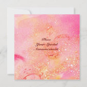 ロジーナ/レディ,バラとオウムのピンクブライダルシャワー 招待状 (裏面)