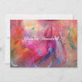 ロジーナ/ロマンチックな女性、バラとオウムのピンク色 招待状 (裏面)