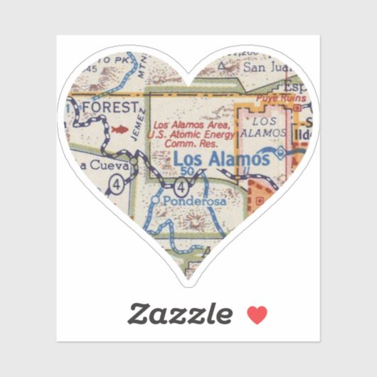ロスアラモスNMヴィンテージの地図 シール (シート)