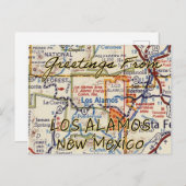 ロスアラモスNMヴィンテージの地図 ポストカード (正面/裏面)