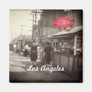 ロスアングルスカリフォルニア1935オリベラ通り写真 マグネット