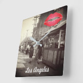 ロスアンジェスカリフォルニア1935オリベラ通り写真 スクエア壁時計 (傾斜)