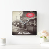 ロスアンジェスカリフォルニア1935オリベラ通り写真 スクエア壁時計 (ホーム)