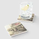 ロスアンジェスカリフォルニア1935オリベラ通り写真 ストーンコースター (横)