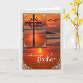 ロスオブアブラザー悔やみや弔慰サンセットクロスビーチ カード (黄色い花)