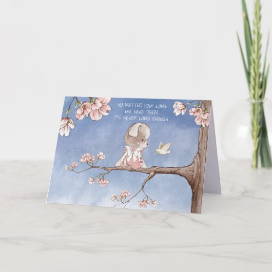 ロスオブガールキャット悔やみや弔慰水彩イラスト カード (正面)