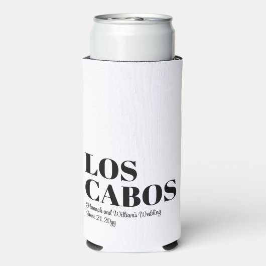 ロスカボスカスタムへの目的地の結婚式へようこそ スリム缶クーラー (Seltzer裏面)