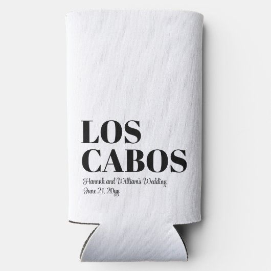 ロスカボスカスタムへの目的地の結婚式へようこそ スリム缶クーラー (裏面)