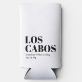 ロスカボスカスタムへの目的地の結婚式へようこそ スリム缶クーラー (正面)