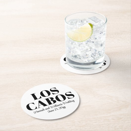 ロスカボスカスタムへの目的地の結婚式へようこそ ラウンドペーパーコースター (インサイチュ)
