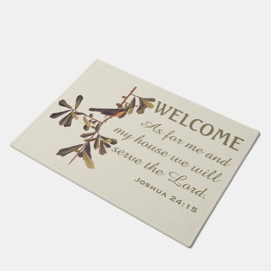 ロスコエのイエロースロートの鳥と聖書の聖句の形式 ドアマット (アングル)