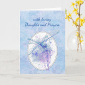 ロスタイム又は悔やみや弔慰の美しい青トンボ カード (黄色い花)