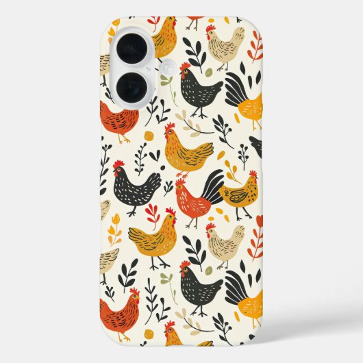 ロスターとチキンシンプルイラストレーションプリント Case-Mate iPhoneケース (裏面)