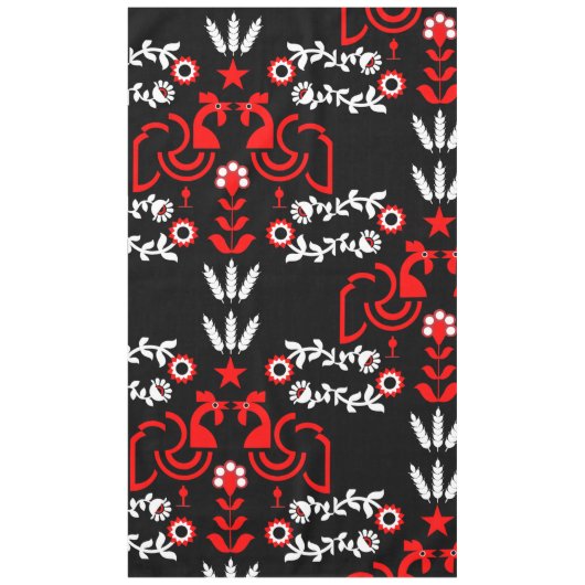 ロスターコッケレルスカンジナビアフォークアート テーブルクロス (正面)