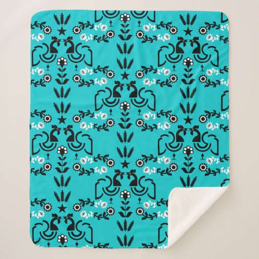 ロスターコッケレルノルディックスカンジナビアフォークアート シェルパブランケット (正面)