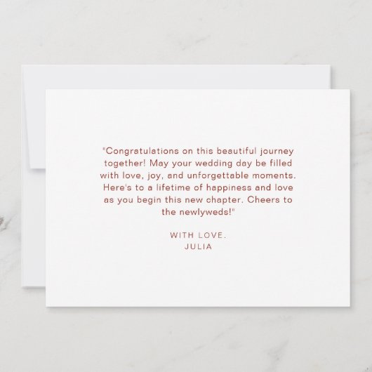 ロスティエレガントボホワイルドフラワーハッピーウェディングの日 カード (裏面)