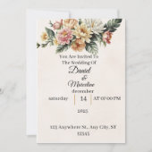 ロスティック ブラッシュ ピンク フローラル ローズ ゴールド スイート シックスティーン 招待状 (正面)