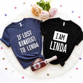 ロストの場合はカスタム名に戻る 面白いカップルの名前 Tシャツ