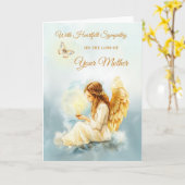 ロストオブマザー悔やみや弔慰エンジェルキャンドルバタフライ カード (黄色い花)