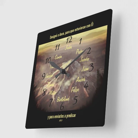 ロスドセディスジプロスデジェススレロジデペドクアドラ スクエア壁時計 (傾斜)