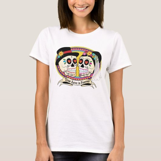 ロスノビオス砂糖スカルレディースシャツ（英語） Tシャツ (正面)