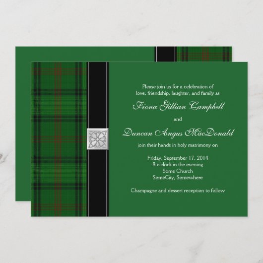 ロス狩りタータンチェックケルト結婚式招待状 招待状 (正面/裏面)