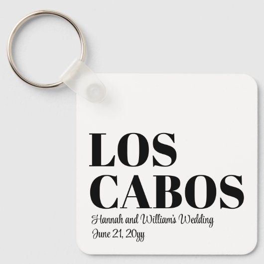 ロス・カボスでのオーダーメイドの目的地ウェディングへようこそ キーホルダー (正面)