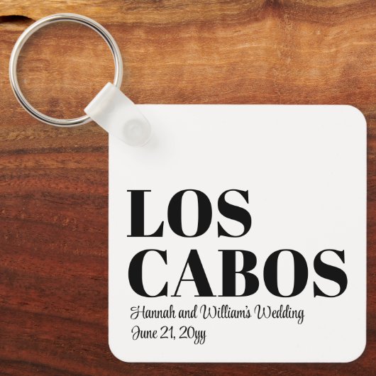 ロス・カボスでのオーダーメイドの目的地ウェディングへようこそ キーホルダー (正面)