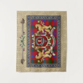 ロス・クラン・バッジとタータンチェック(ライオンズ付) タペストリー (正面)