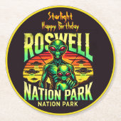 ロズウェルでUFOの伝承を探索! ラウンドペーパーコースター (正面)