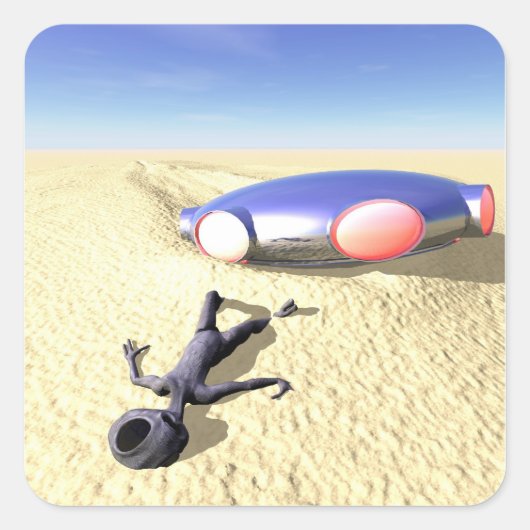 ロズウェルのようなUFOクラッシュステッカー スクエアシール (正面)