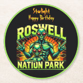 ロズウェルのエイリアン出会いパーク待て! ラウンドペーパーコースター (正面)