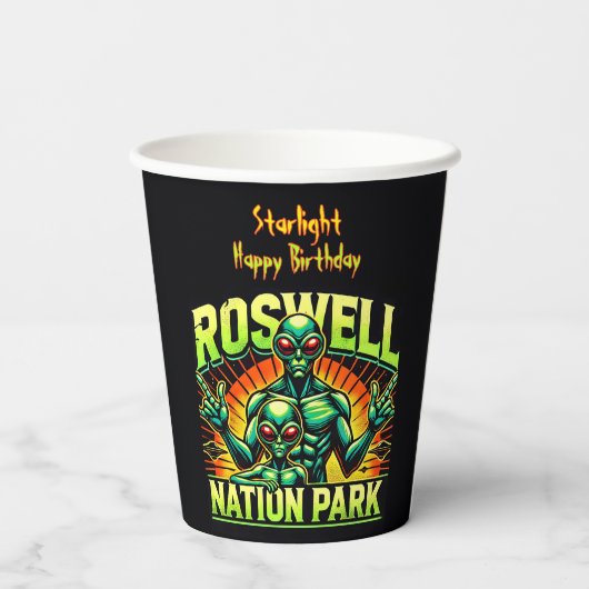 ロズウェルのエイリアン出会いパーク待て！ 紙コップ (裏面)