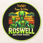 ロズウェルのUFOホットスポットを今すぐ発見! ラウンドペーパーコースター (正面)
