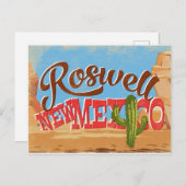 ロズウェルニューメキシコ漫画デザートヴィンテージ旅行 ポストカード (正面/裏面)