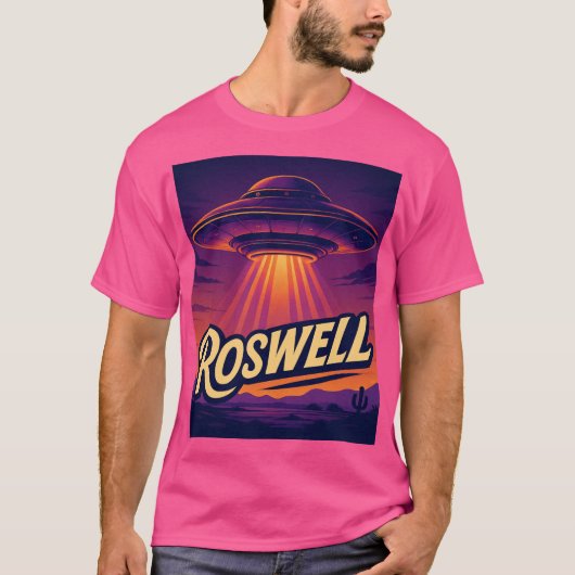 "ロズウェル、NM" UFOエイリアン- Mens T-Shirt Tシャツ (正面)